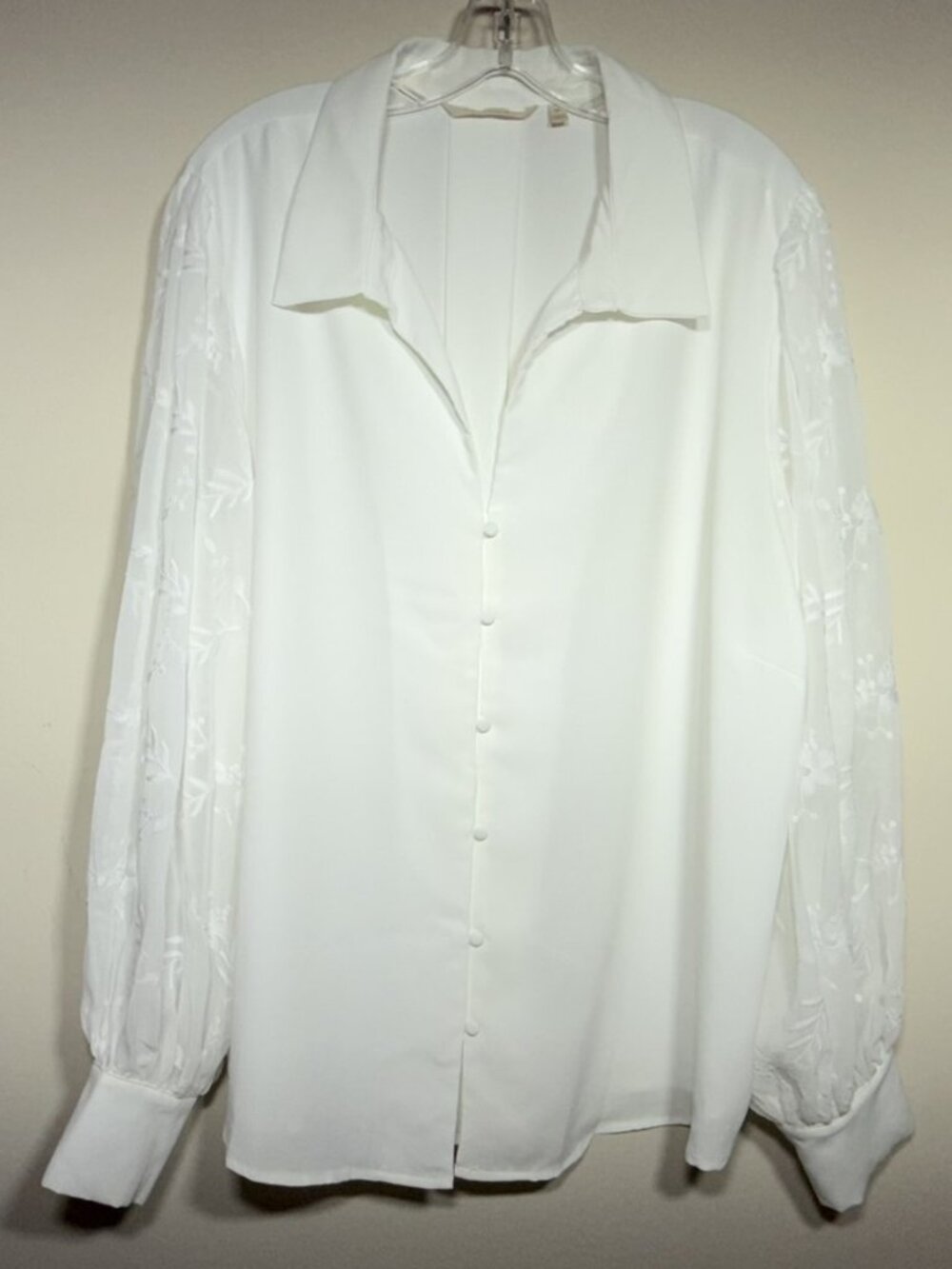 Soft Surroundings White Blouse with Lace Sleeves 3X